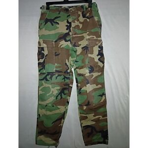 BDU Cargo Pants Men M Long 34x32 Woodland Camo Combat Double Knee Ripstop Hiking